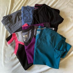 Lot of 6 various scrub tops small